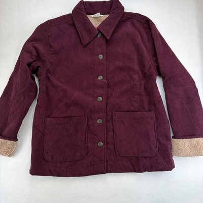 Boston Traders Women s Red Corduroy Sherpa Lined Jacket Button Down Small NWT