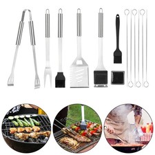 14x Stainless Steel BBQ Grill Tools Set Griddle Barbecue Accessories Garden Kit