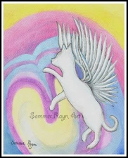 Pet loss, Angel Cat in heaven, Spiritual, Rainbow Bridge, notecard Item #0341