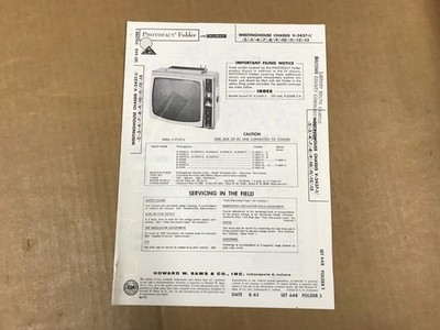 Vintage Photofact Folder 648-3- Westinghouse TV Chassis -V-2437 -1/-2/-3