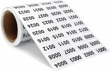 Roll of 0001-2000 Consecutive Inventory Number Stickers for Labeling, 0.39x0.78"