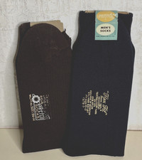 NOS VTG 50'S NAVY BLUE PILGRIM BROWN DUPONT NYLON STRETCH SOCKS 9 1/2-14 10-13