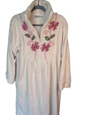 National Ivory Chenille Zip Front Floral Embr...