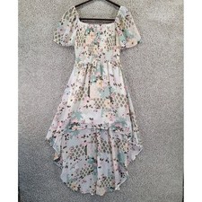 Lily Rose Dress Womens M White Floral High Low Smocked Boho Summer