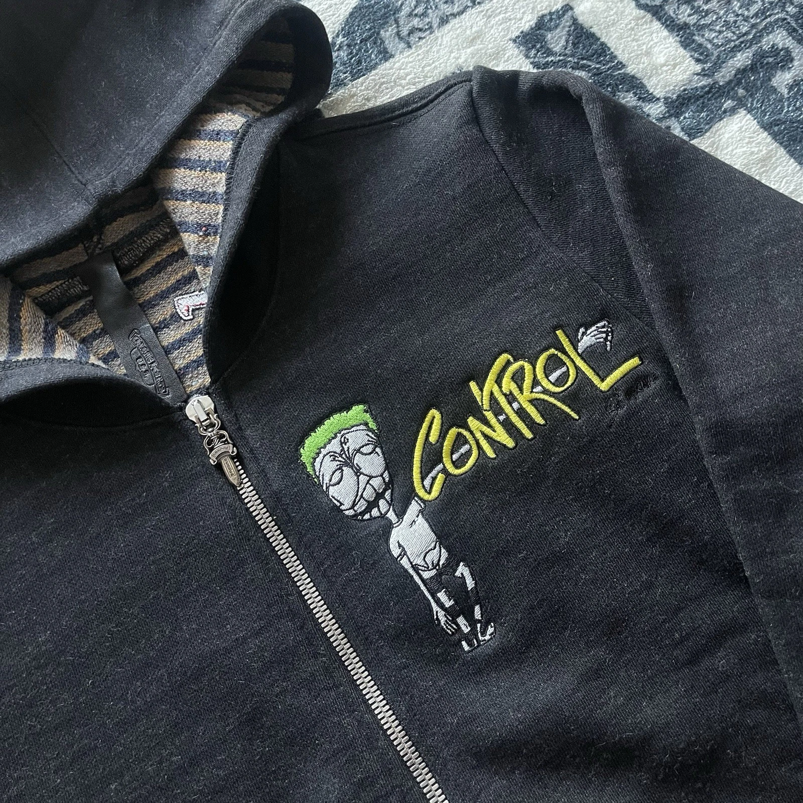 Felpa con cappuccio e zip ricamata Chrome Hearts Matty Boy Beware