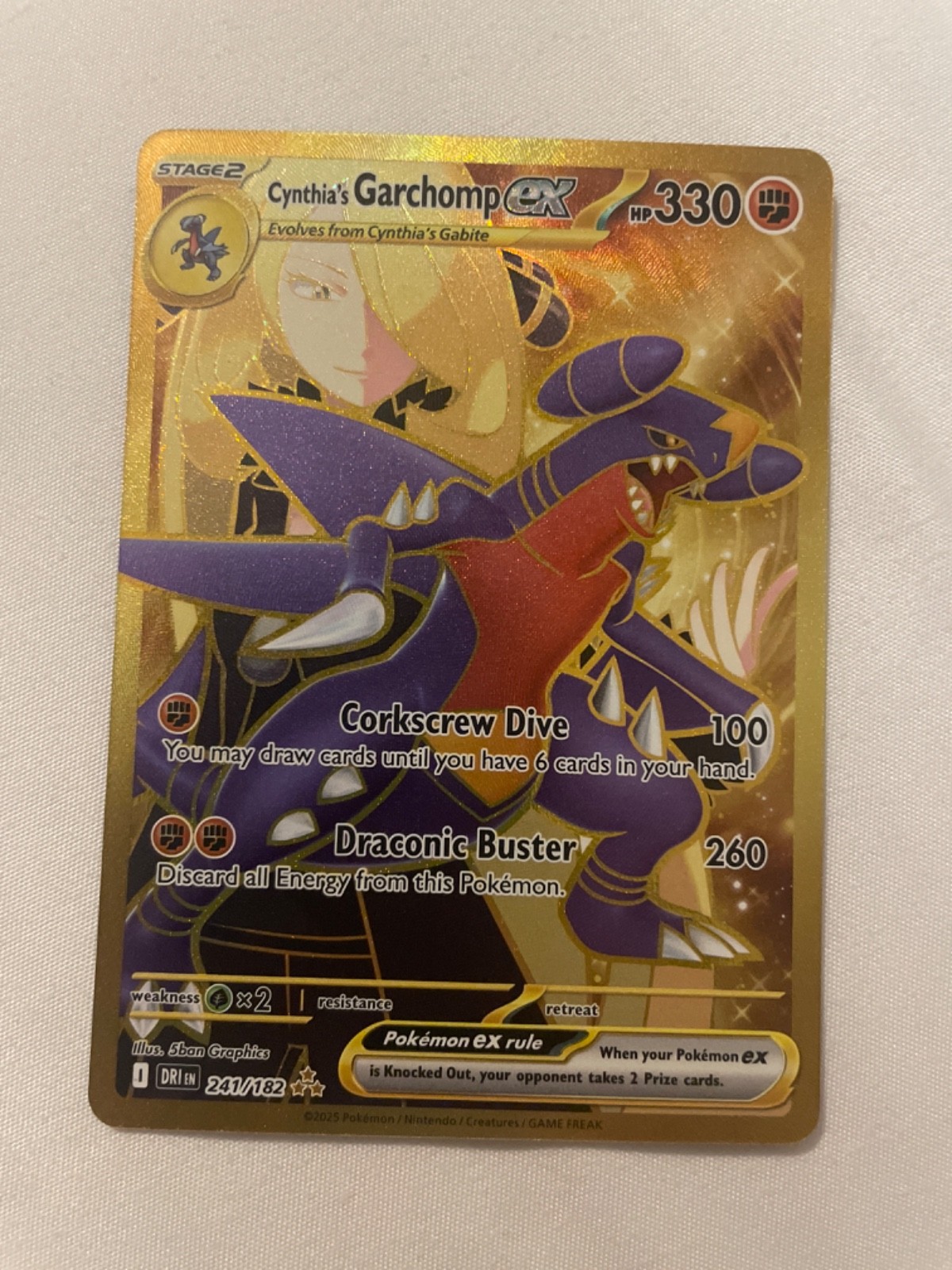 Pokemon Cynthia's Garchomp ex 241/182 Destined Rivals Hyper Rare Holo NM