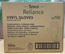 SEALED CASE: Sysco Reliance Vinyl Powder Free Gloves Medium - CASE of 10-100 ct.