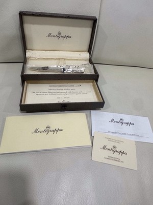 Montegrappa Privilege Deco Small Ballpoint Pen Silver/Pearl Grey ISPSPBSJ