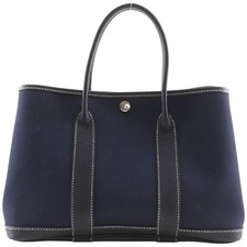 HERMES Garden party TPM Handbag Navy blue Towar Officier Women