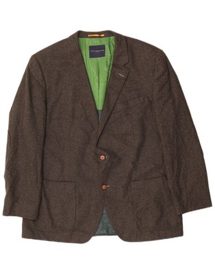 Tommy Hilfiger Herren Tailored 2 Knopf Blazer Sakko EU 56 3XL Khaki Gefleckt DN02