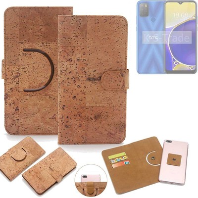 Wallet case für HTC Wildfire E2 Play Kork Schutz Hülle Walletcase Cover Tasche
