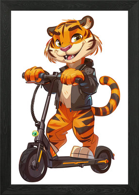 Tiger Scooter Framed Wall Art Poster Canvas Print Picture