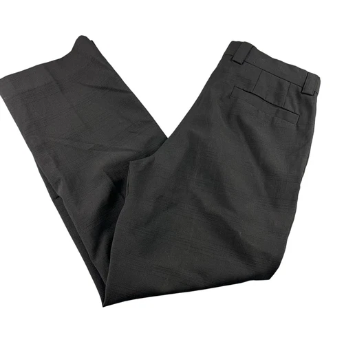 VERSACE COLLECTION Pantalone abito nero a quadri piatto davanti misto lana uomo 48 (32x28)