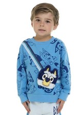 Sz 5T Bluey 2-Piece Graphic Sweatshirt  Shorts Set Blue/White Pockets