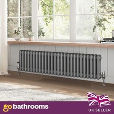 Grey Horizontal Triple Panel Column Radiator Modern Central Heating 400x1190mm