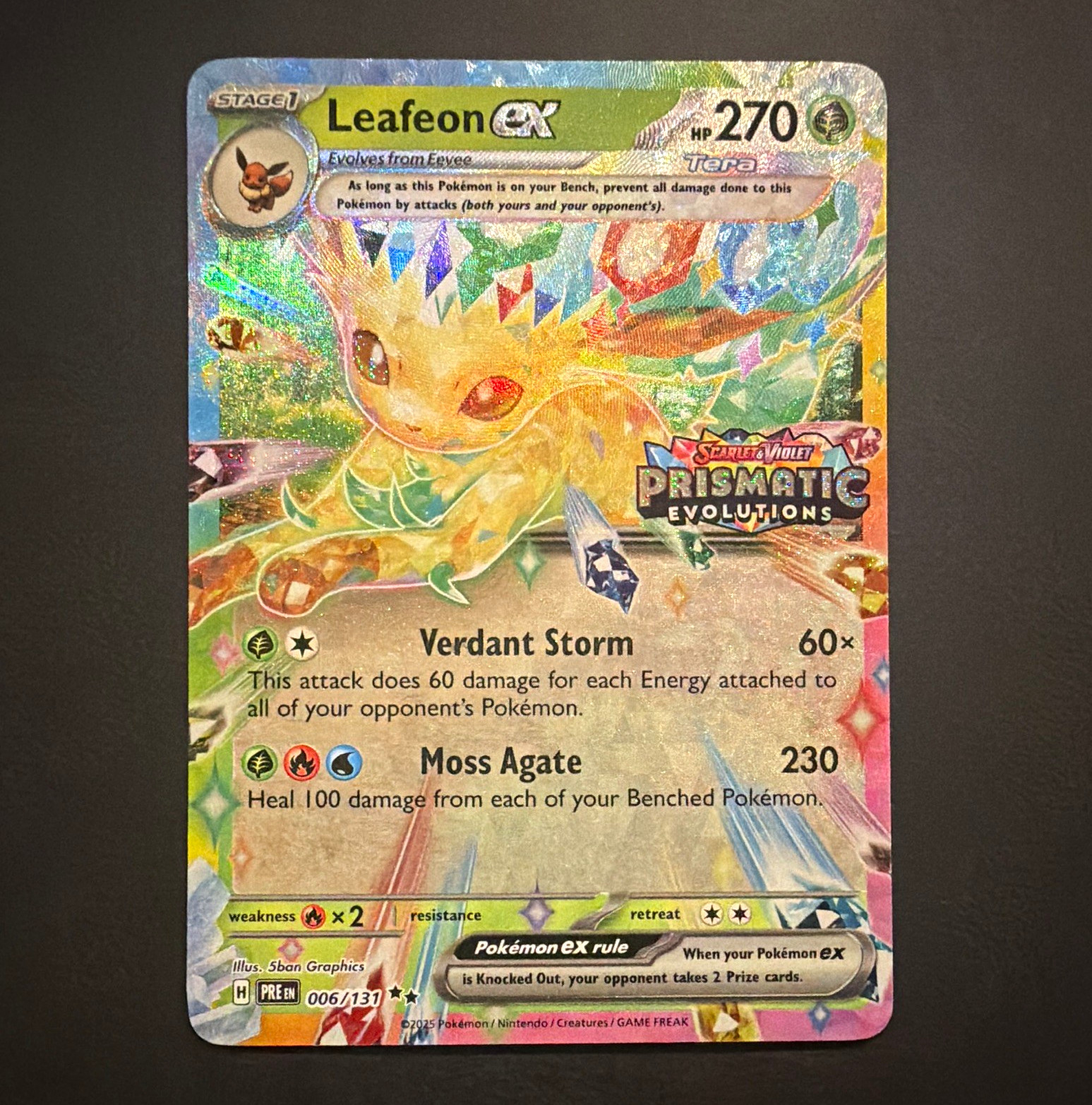 Pokemon Leafeon ex 006/131 Prismatic Evolutions Stamp Tera Holo Promo EN