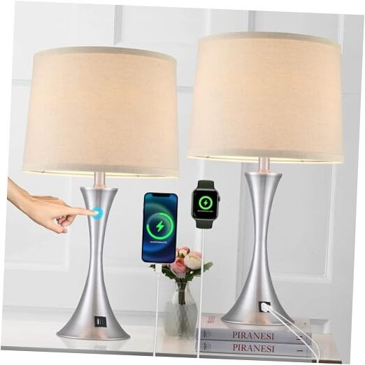 Table Lamp for Bedroom Nightstand Set of 2, Bedside Lamps with 3 Way Dimmable-image