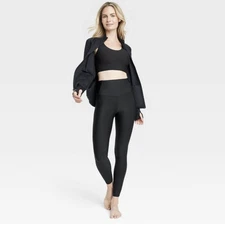 All In Motion Women's Effortless Support Hi-Rise 7/8 Leggings SMALL Black New