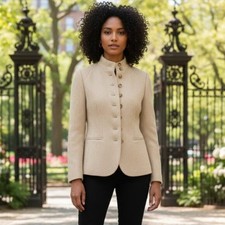 Polo Ralph Lauren Women Wool Blend Herringbone Tweed Blazer Sz 6p Equestrian