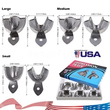 Metal Dental Impression Trays set Perforated Upper & Lower Denture Edentulous
