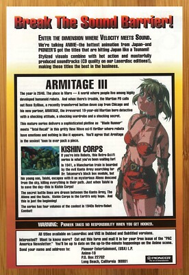 1995 Armitage III/Kishin Corps Print Ad/Poster Anime VHS Video Movie Promo Art