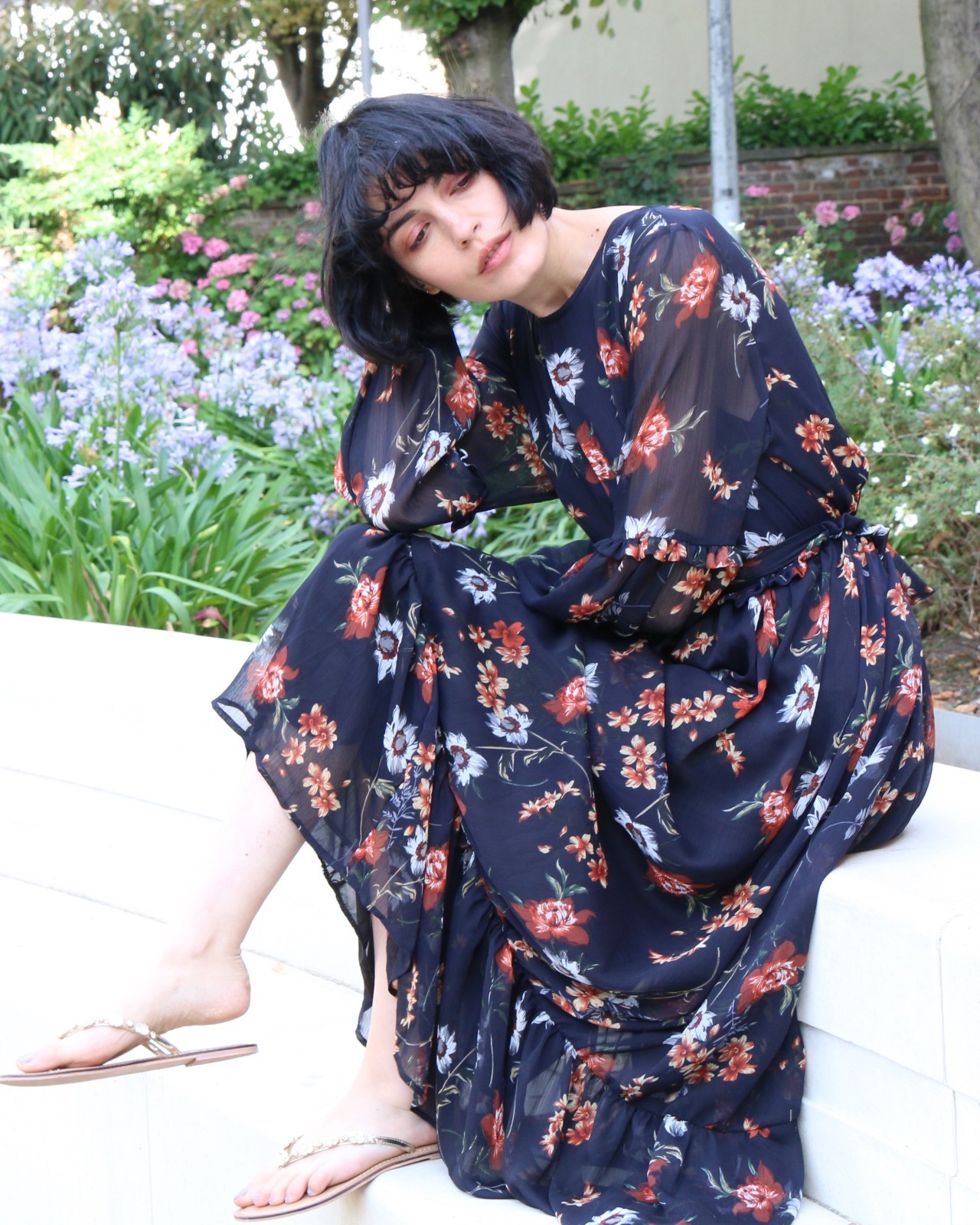 Oversized multi floral print elegant long maxi dress night out and wedding dress Oversized multi floral print elegant long maxi dress night out and wedding dress