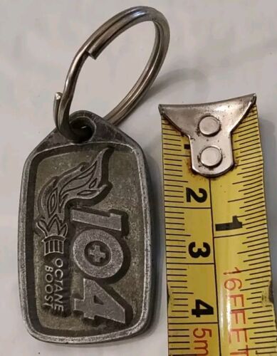 Vintage 104+ Octane Boost Rare Can Metal Keychain Fob Sign Advertising - Picture 2 of 3