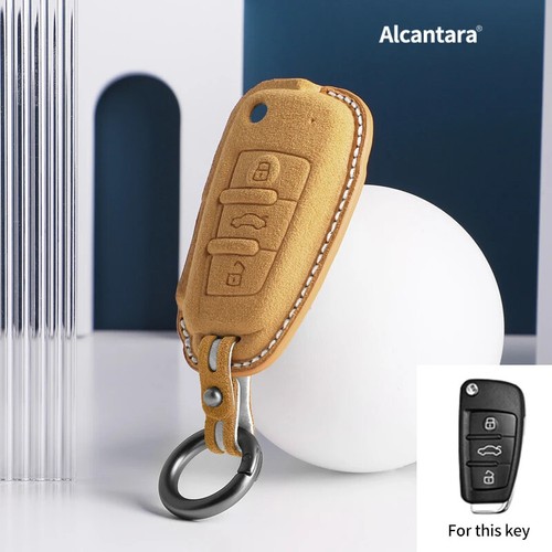 Alcantara Car Key Case Bag Cover For Audi A3 A4 A5 A6 A7 Q3 Q5 S6 B6 B7 B8 C6 8P - Picture 10 of 18