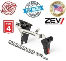 ZEV TECH PRO FLAT FACE 9MM TRIGGER KIT FOR GEN 4 GLOCKK 17 19 26 34 BLACK / RED