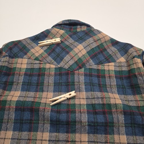 Vintage Pendleton Wool Flannel Loop Collar Board Shirt Men Medium Shadow 70s - Picture 9 of 13
