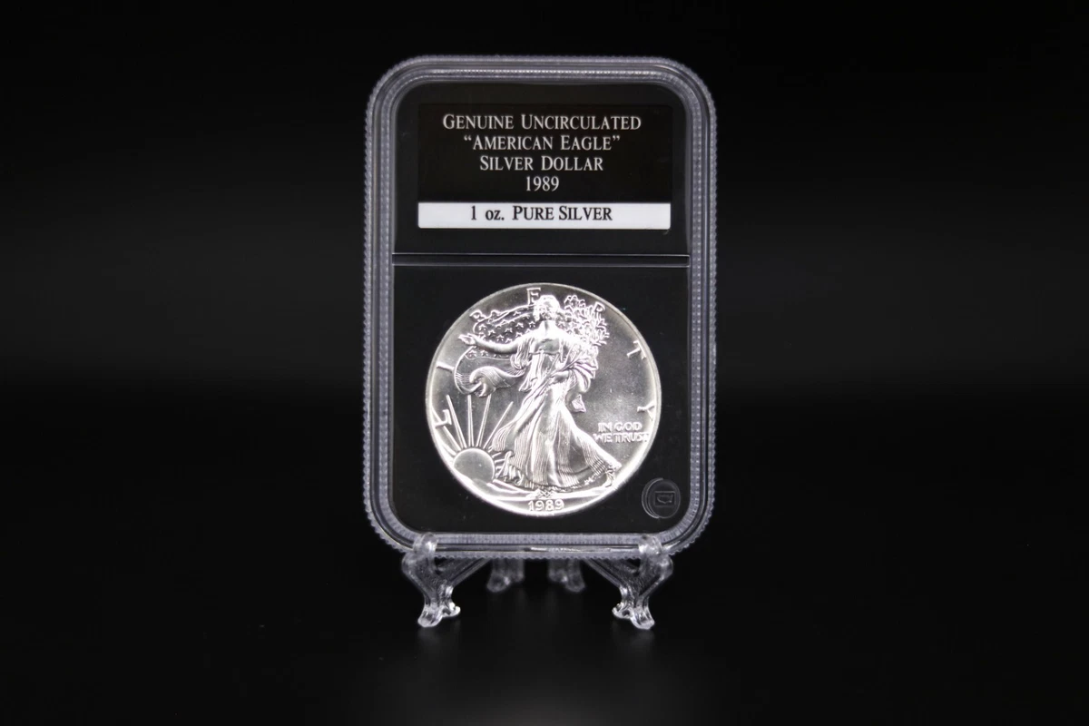 🌟 1989 AMERICAN SILVER EAGLE - 1 oz🌟 | UNCIRCULATED | PCS HOLDER