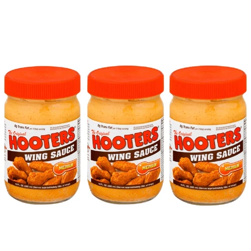 3 Pack Hooters Medium Wing Sauce 12 oz Buffalo Jars Spicy Thrill On The Grill