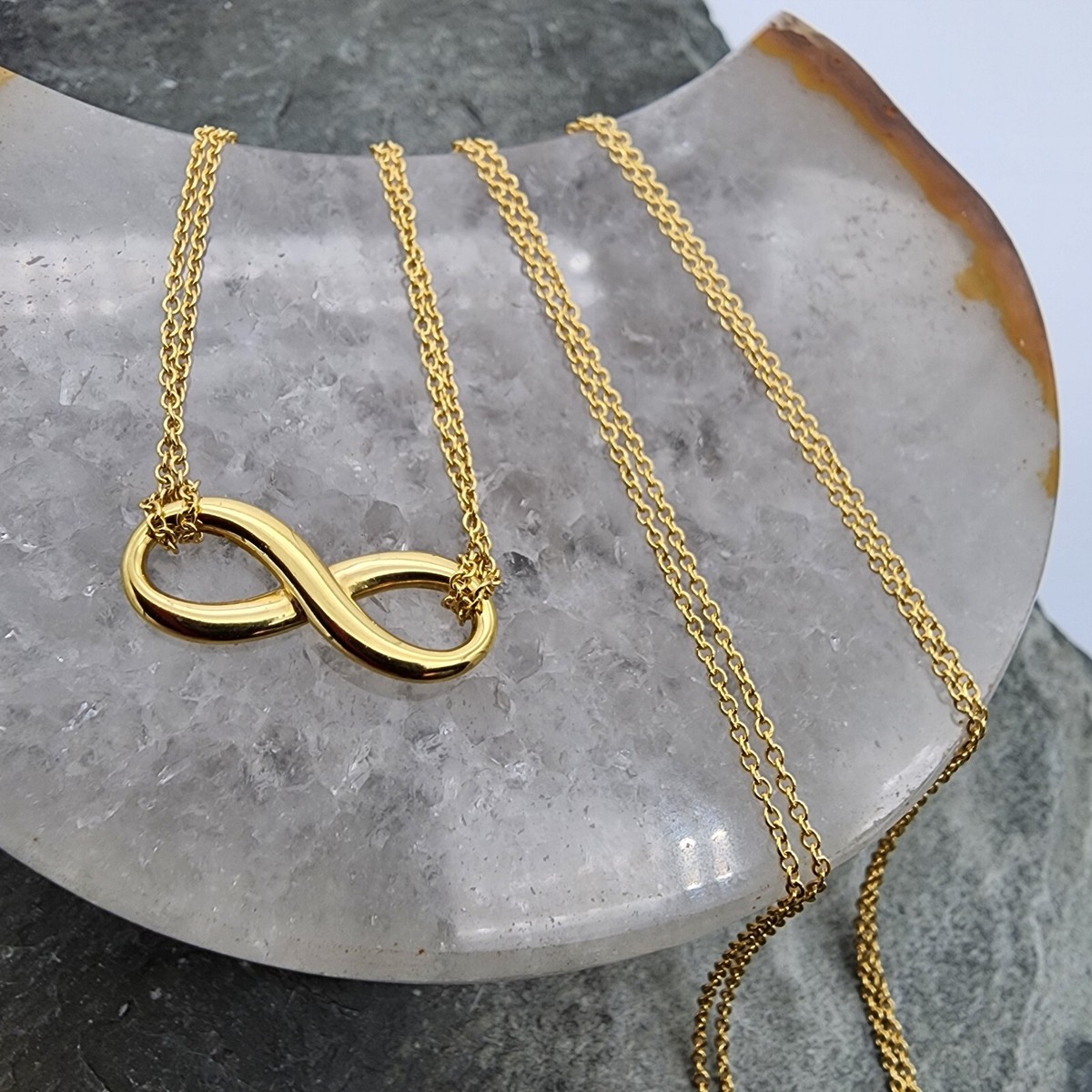 18k .750 Yellow Gold Tiffany & Co Infinity Double Chain 16 18k .750 Yellow Gold Tiffany & Co Infinity Double Chain 16