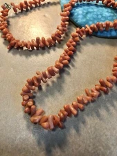 Vintage Chinese knucklebone coral necklace 13” Long