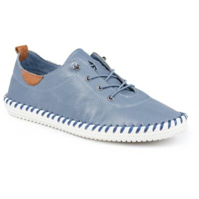 Lunar St Ives Leder Pumps Plimsoll mittelblau