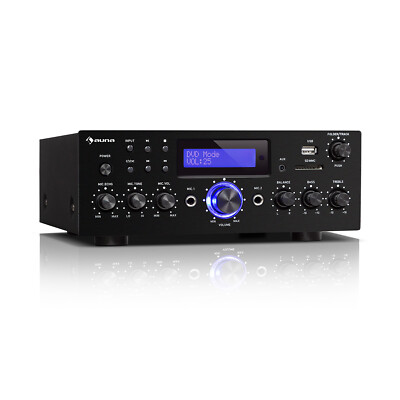 Verstärker HiFi 2x50W RMS Amplifier Bluetooth Equalizer USB LCD Display schwarz