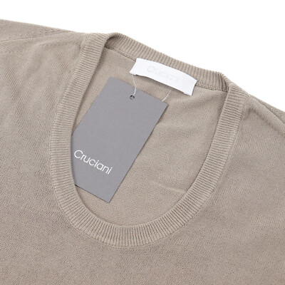 Cruciani Slim-Fit Taupe Green-Beige Knit Cotton Sweater XL (Eu 54 
