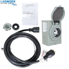 Generator Cord 4 Prong 30 Amp 25 - 100 FT & Inlet Box NEMA L14-30P/L14-30R