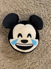 Disney Mickey Mouse Emoji Plush Stuffed Toy Two Sided Laughing Cry Smile