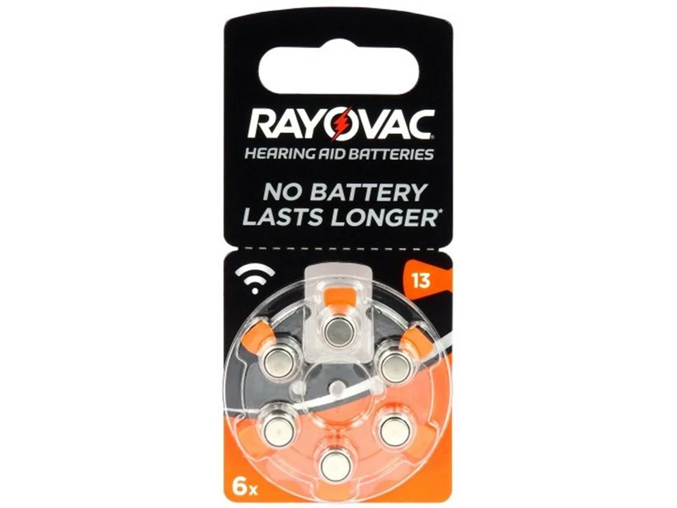 6 x Rayovac 13 Pile Batterie per Apparecchi Acustici Hearing Aid Batteries PR48
