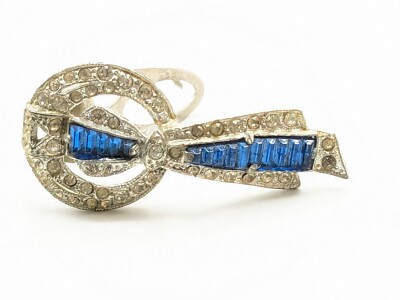 Vintage Art Deco Rhinestone and Blue Dress Clip Silver Tone Jewelry | eBay