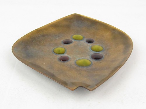 Vintage Mid-Century Modernist Enamel On Copper Ashtray Dish - Picture 5 of 8