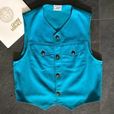 GIANNI VERSACE turquoise denim men's vest size IT 52 from S/S 1993, Miami series