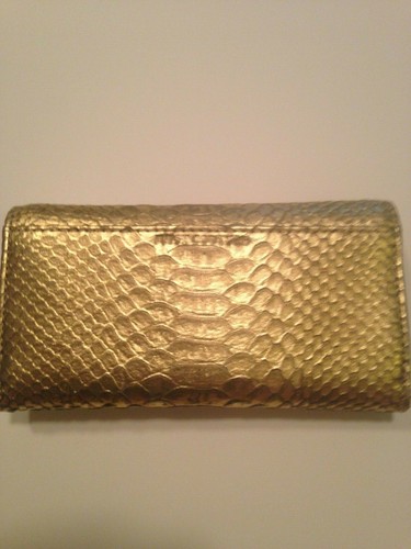 NEW Juicy Couture Wallet/Clutch Gold with Beads Faux Snakeskin Orig. $148.00 - Picture 4 of 11