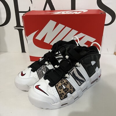 Size 11 Nike Air More Uptempo Animal Instinct Tunnel Walk White Red DZ4838-100