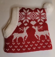 Winter Medium Sized Dog Hat With Reindeer Print With Pom