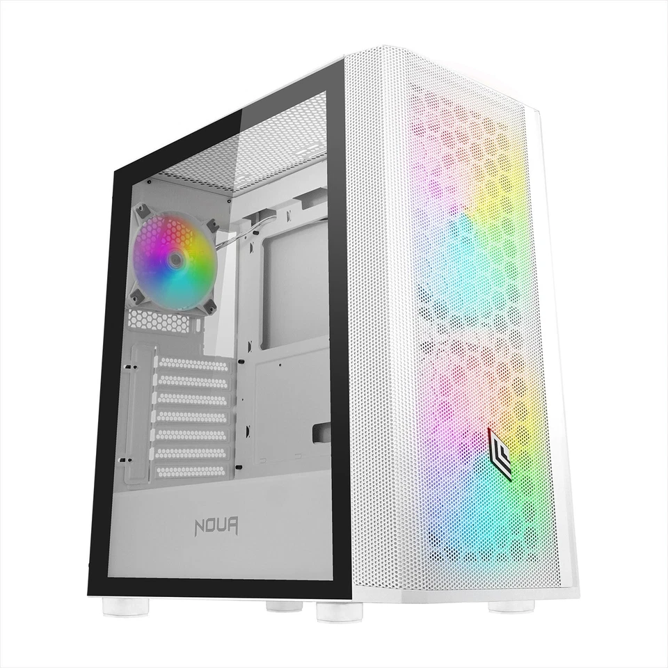 CASE PC DESKTOP OFFICE GAMING 3 VENTOLE ARGB INDIRIZZABILE PANNELLO IN VETRO WH - Immagine 2 di 4