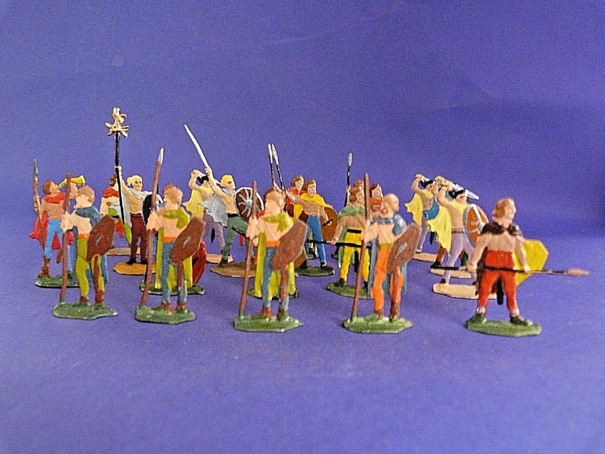 20 Figurines Étain Peintes – Guerriers Germains (L2) – Bataille De Teutobourg – Echelle 1:50