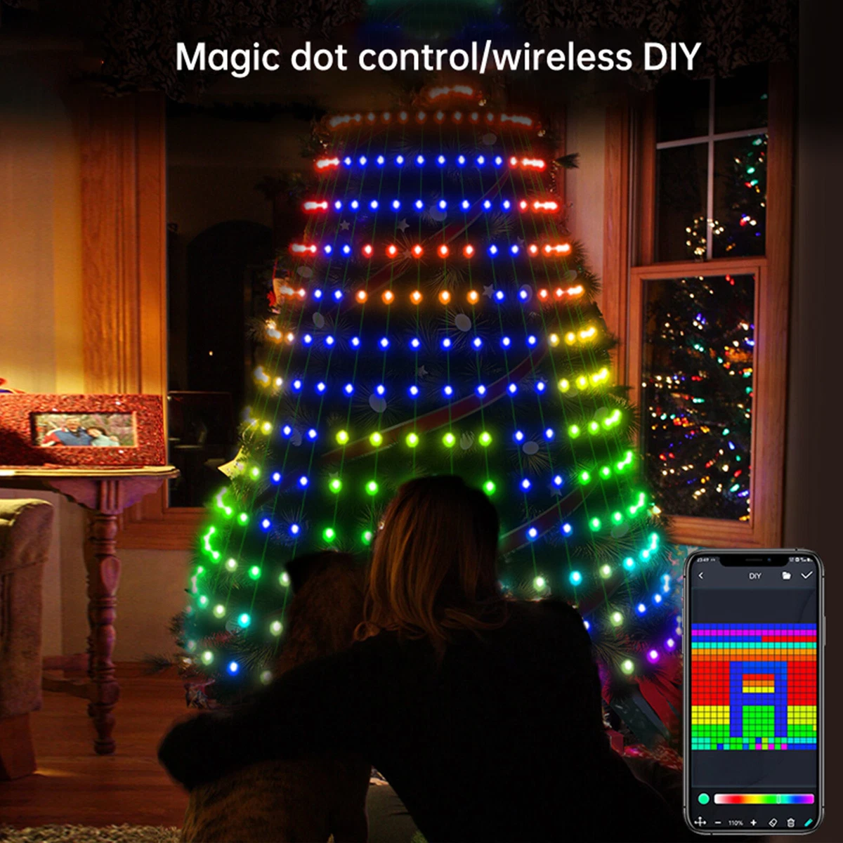 Christmas Xmas LED Star Cone Tree Lights Decoration Programmable DIY Graffiti