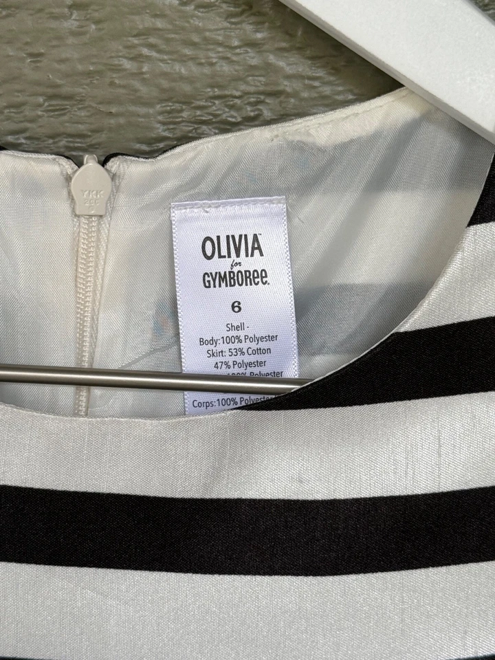 Vestido Olivia for Gymboree Holiday Satén Rojo Negro Blanco Talla 6 Foto 4 de 4